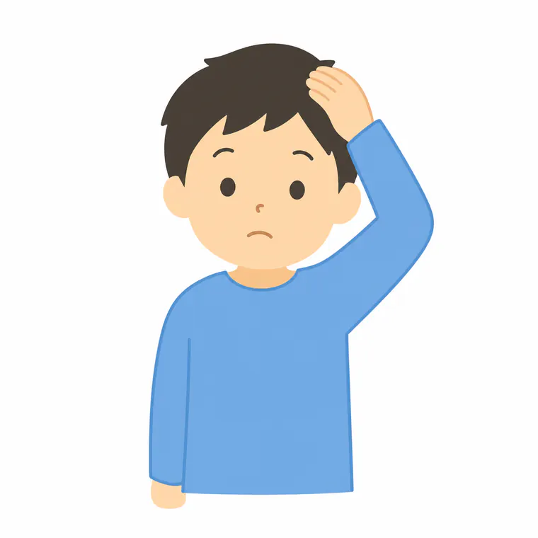 Simple educational illustration of a person touching their head